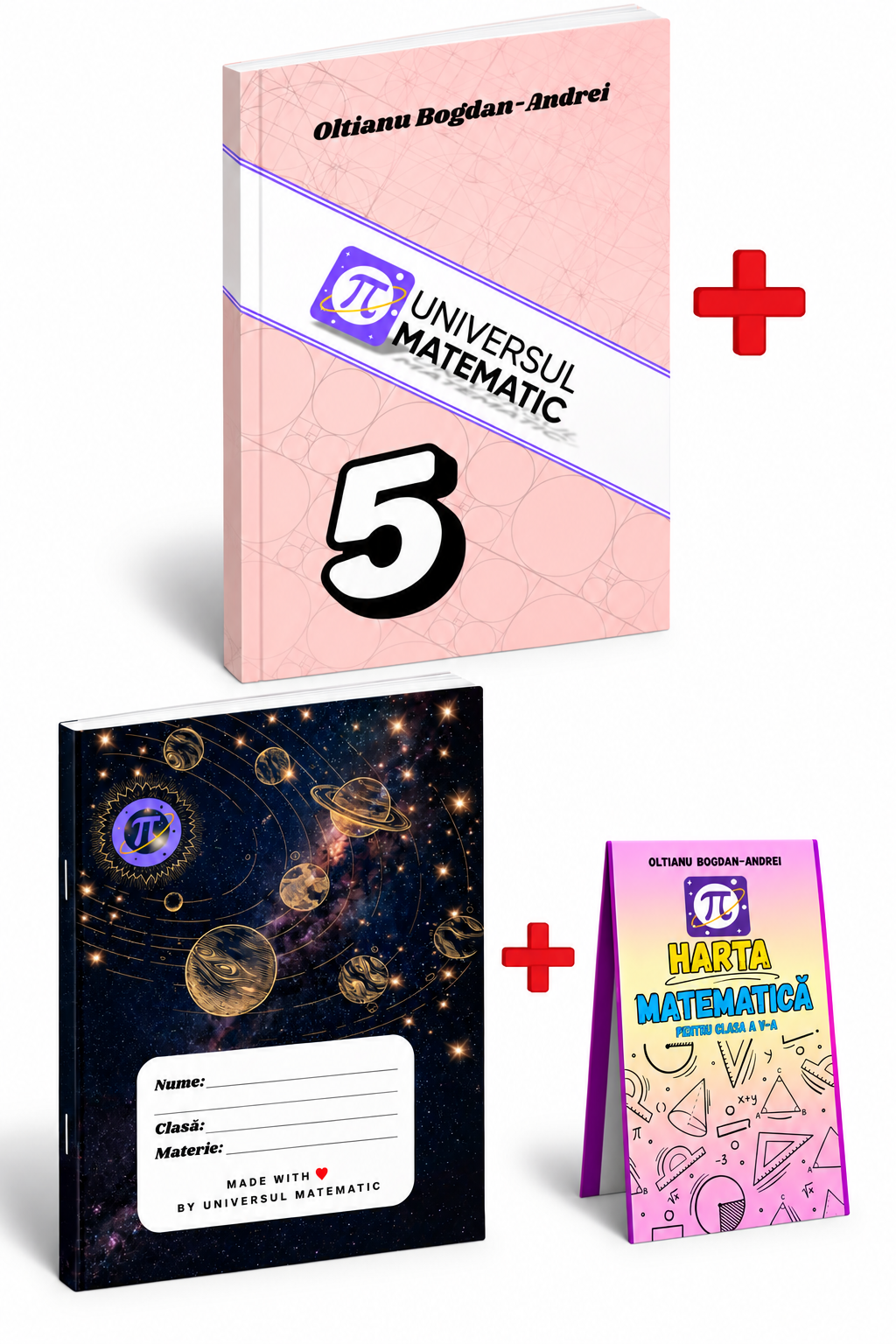 PACHET MATEMATICĂ CLASA a V-a – Carte + Hartă Matematică (anexă) + Caiet cu Memorator Cadou